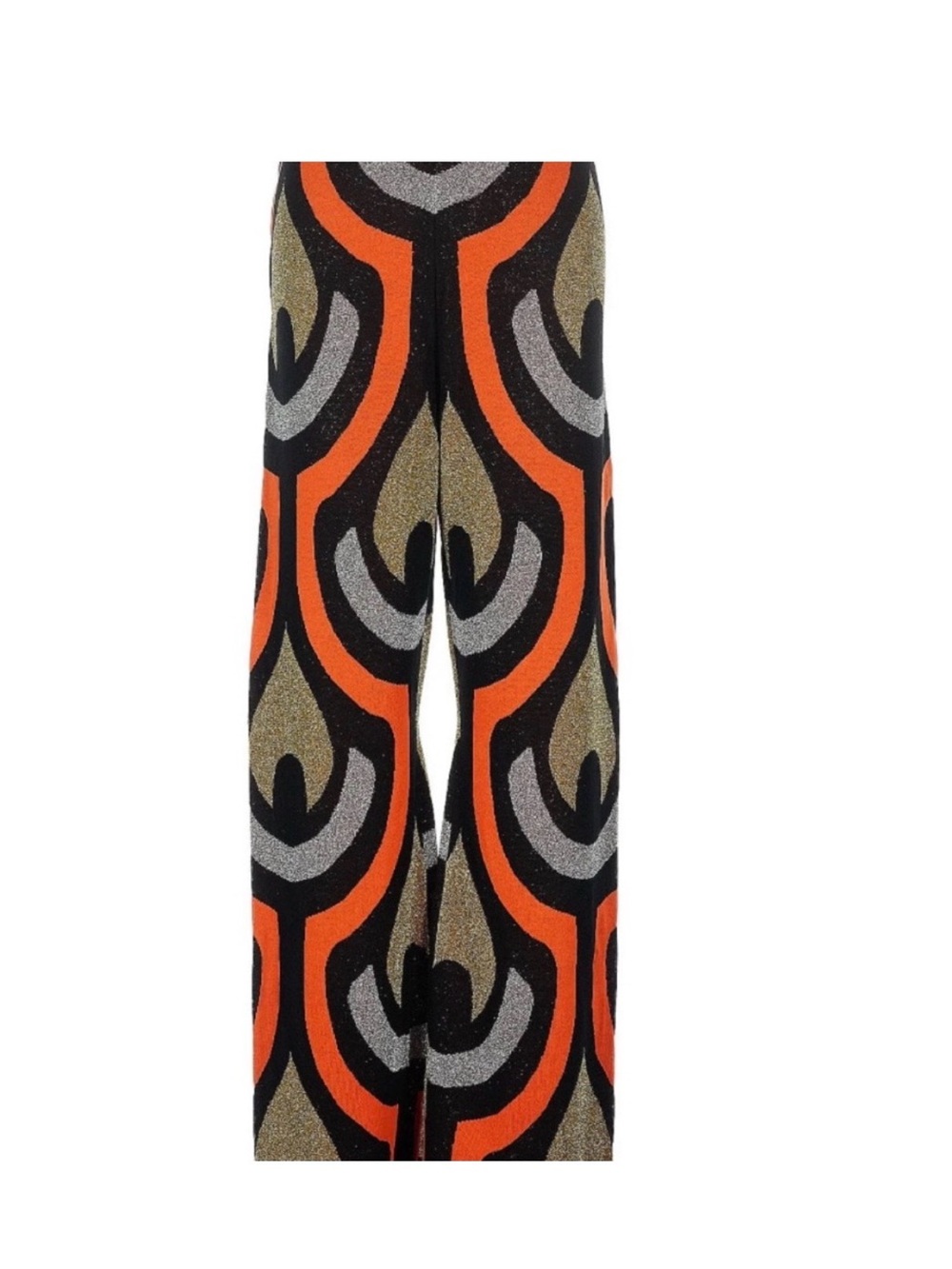 Paco Rabanne Orange, Black & Gold Wide-Leg Geometric Knit Pants